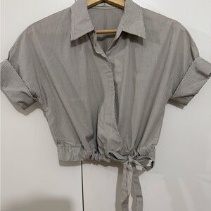 Babaton Waist Button Down Shirt